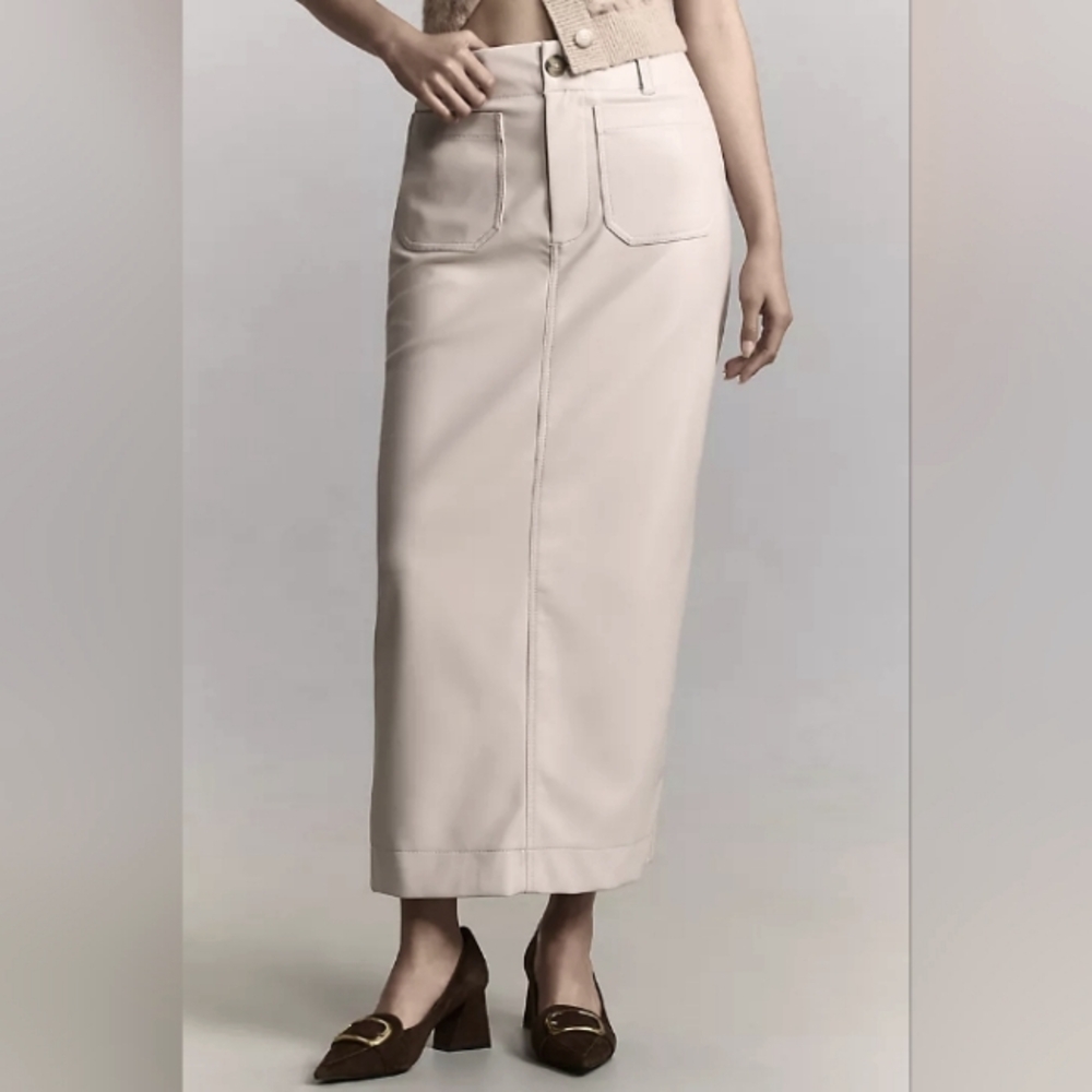 NWT Anthro The Colette Faux-Leather Maxi Skirt by Maeve XL